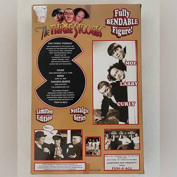 THE THREE STOOGES - MOE HOWARD - FULLY BENDABLE FIGURE - NIB - Picture 2 of 2